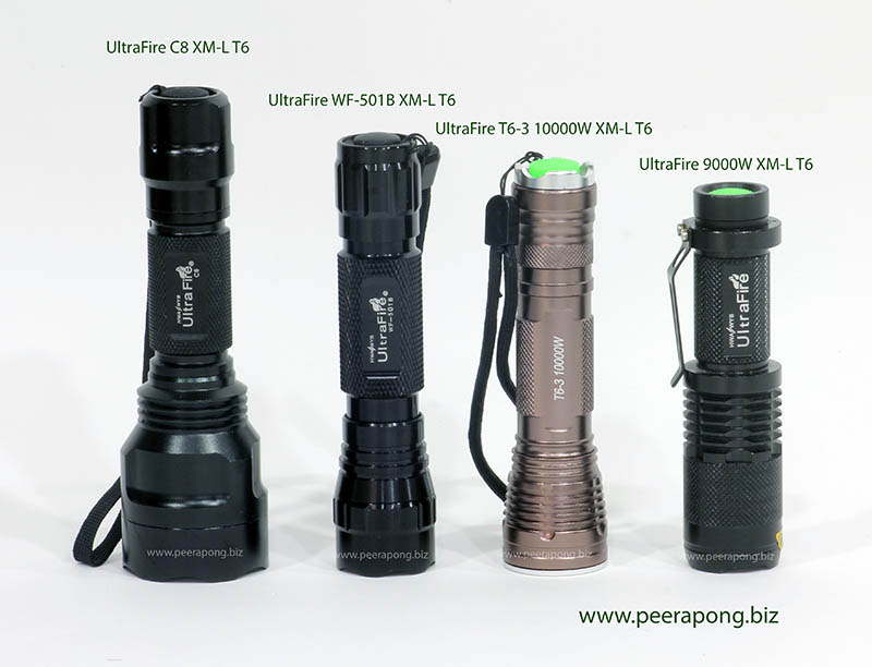 UltraFire C8 XM-L T6, UltraFire WF-501B XM-L T6, UltraFire T6-3 10000W XM-L T6, UltraFire 9000W XM-L T6